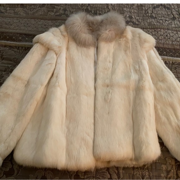Jackets & Coats Vintage White Rabbit Fur Coat Made In France Size Med